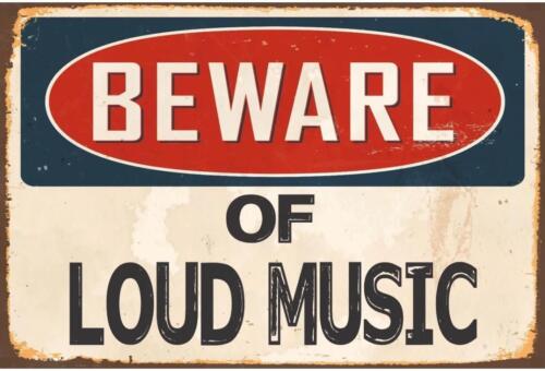 Musical Instrument Sign - Metal Sign Plate Beware Loud Music