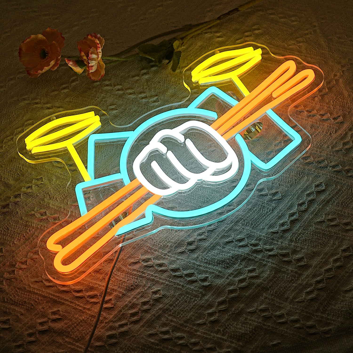 Drum Set Neon Sign USB Powered - Musical Instrument Sign review and price