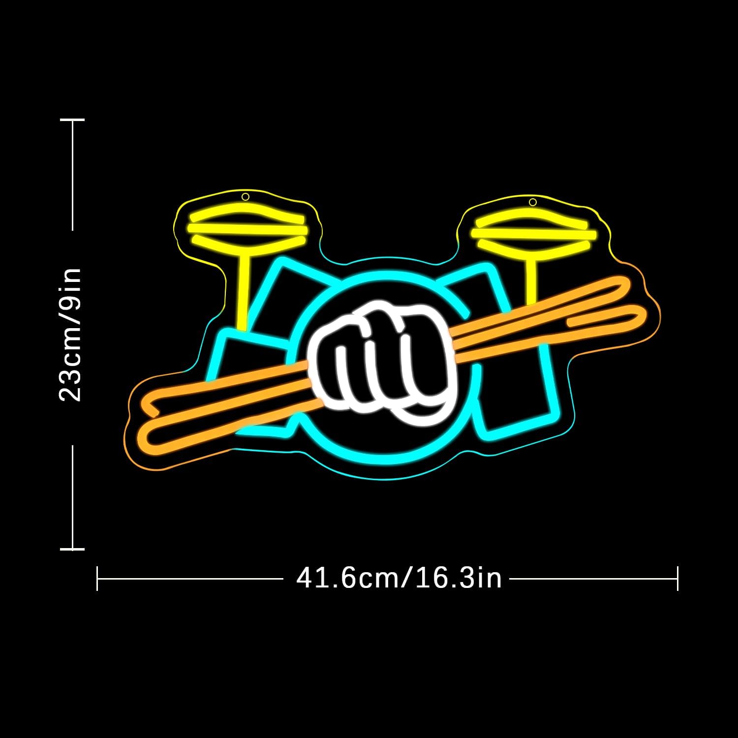 Drum Set Neon Sign USB Powered - Musical Instrument Sign review and price