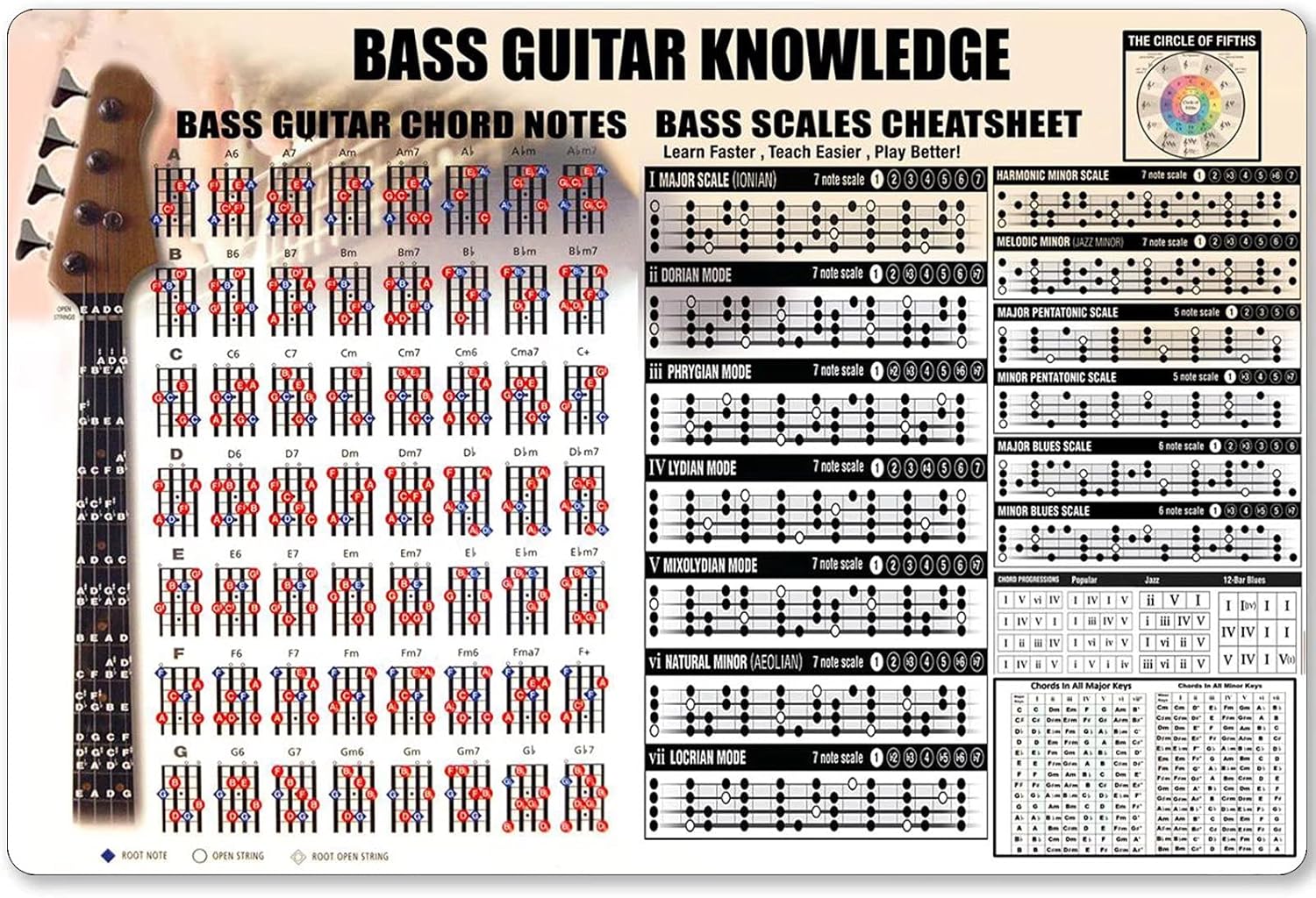 Bass Guitar Knowledge Metal Si - Musical Instrument Sign review and price