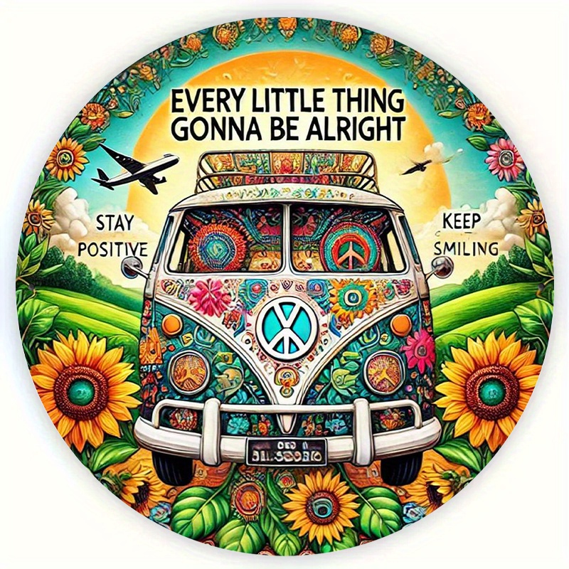 Retro Peace Van & Sunflower Me - Musical Instrument Sign review and price