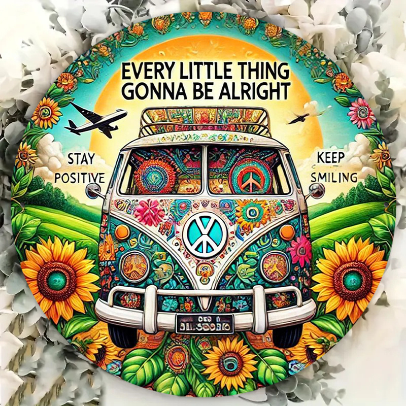 Retro Peace Van & Sunflower Me - Musical Instrument Sign review and price