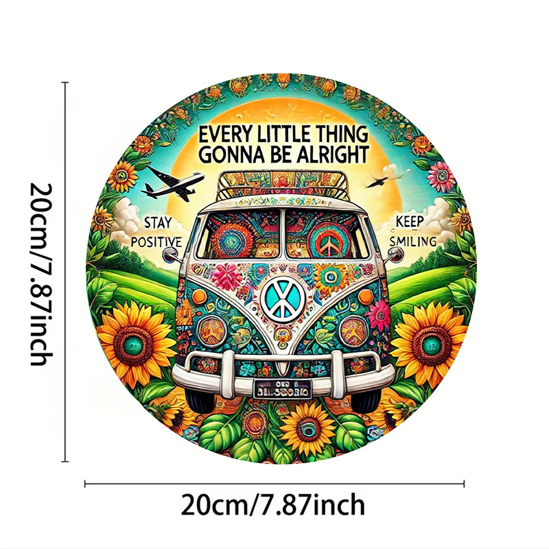 Retro Peace Van & Sunflower Me - Musical Instrument Sign review and price
