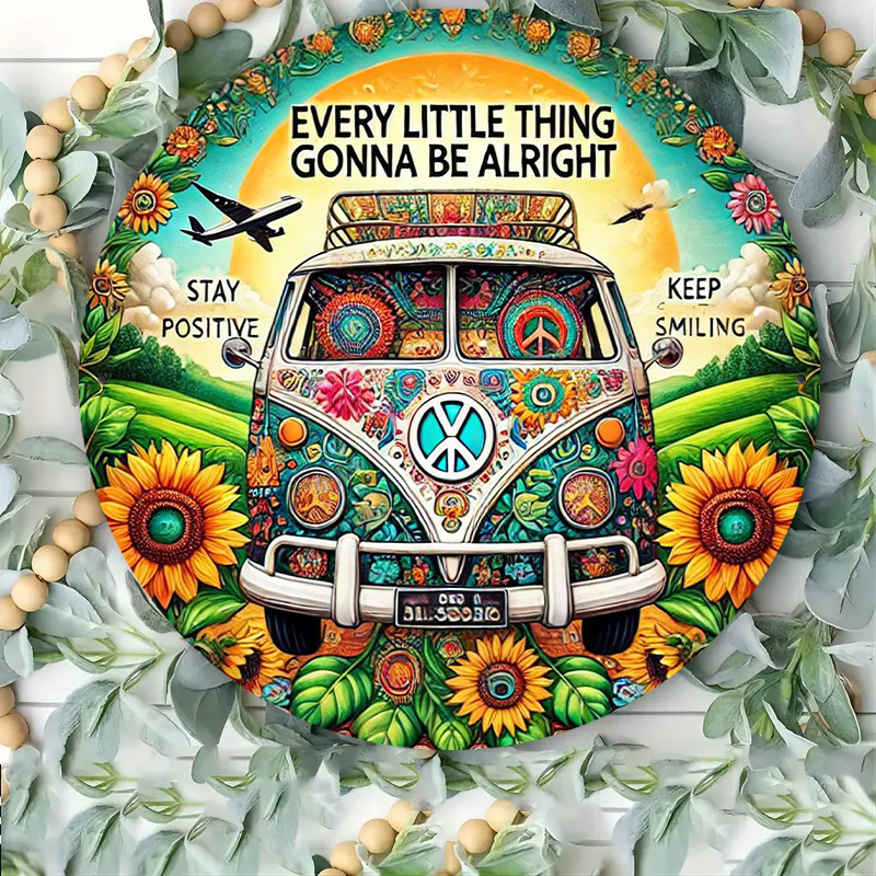 Retro Peace Van & Sunflower Me - Musical Instrument Sign review and price