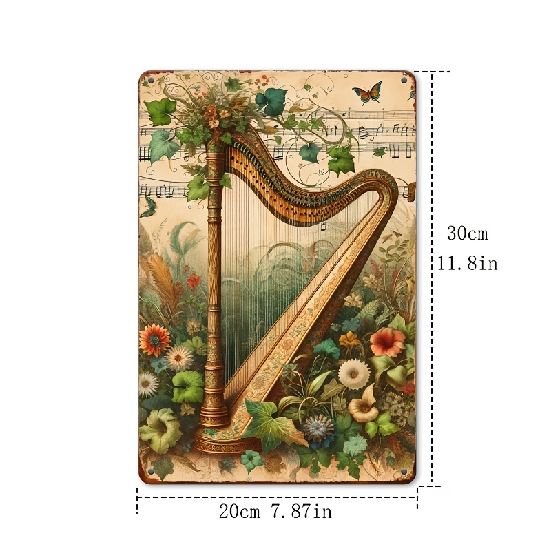 Vintage Harp Floral Music Note - Musical Instrument Sign review and price