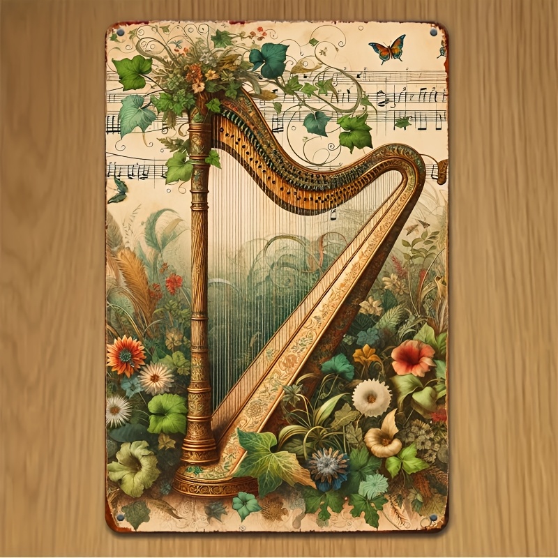 Vintage Harp Floral Music Note - Musical Instrument Sign review and price