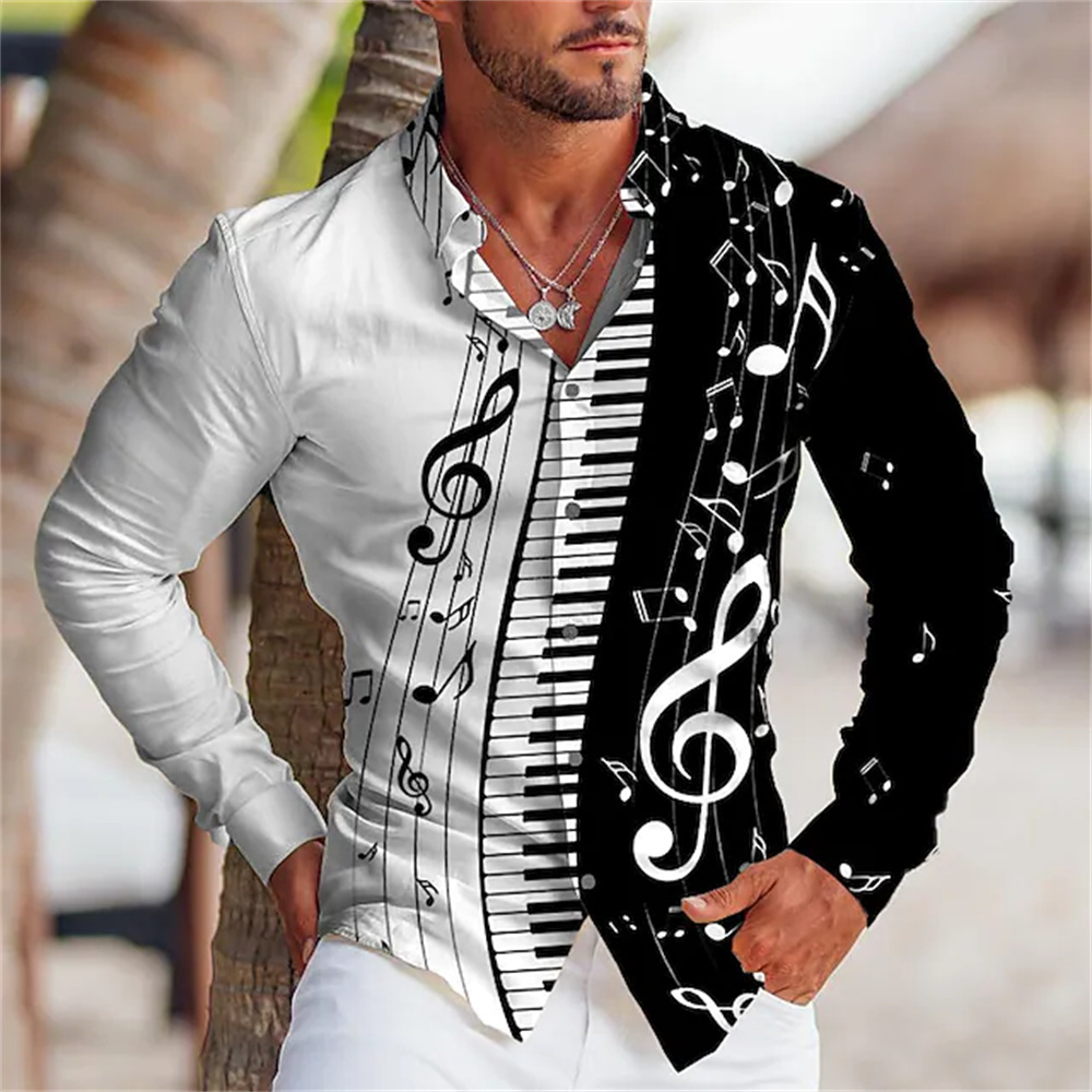 2025 Summer Men's Long Sleeves - Musical Instrument Sign review and price