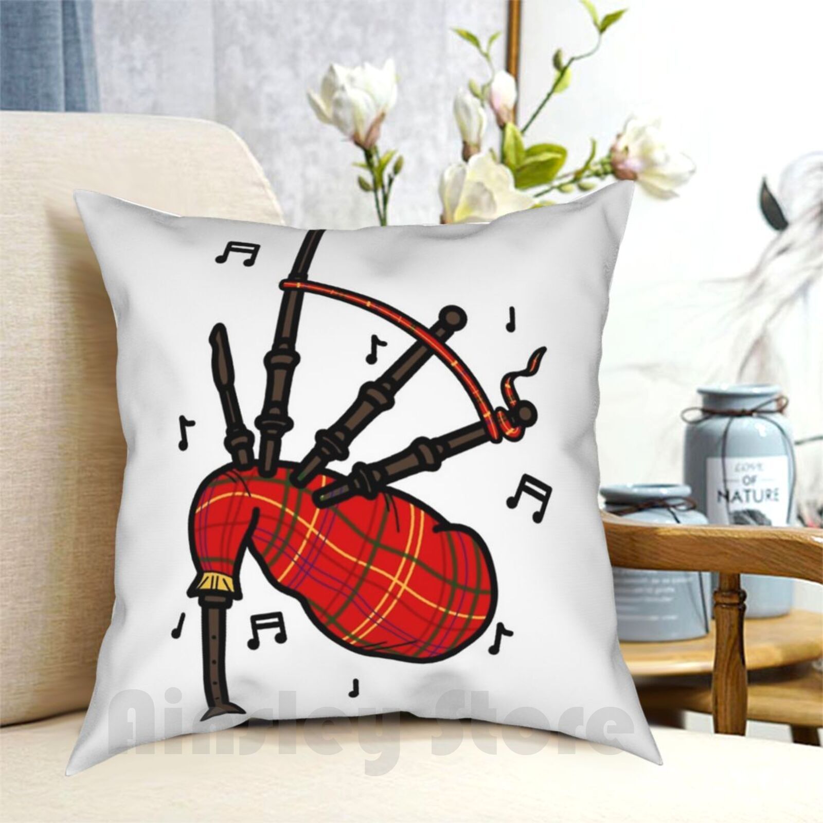Bagpipes Pillow Case Printed H - Musical Instrument Of Scotland review and price